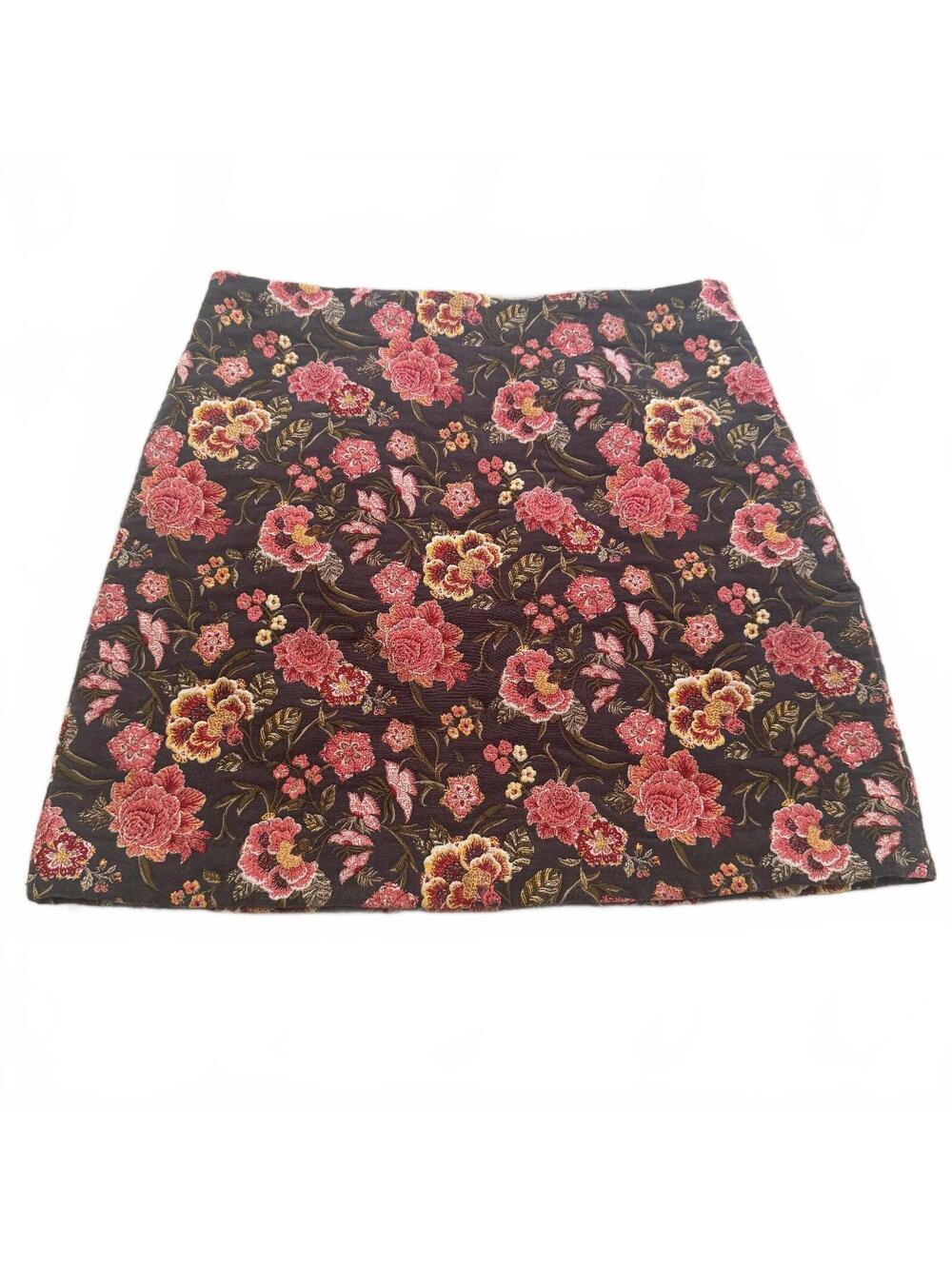 LOFT Floral Tapestry Mini Skirt Size 8 Whimsigoth Brocade Fully Lined Jacquard